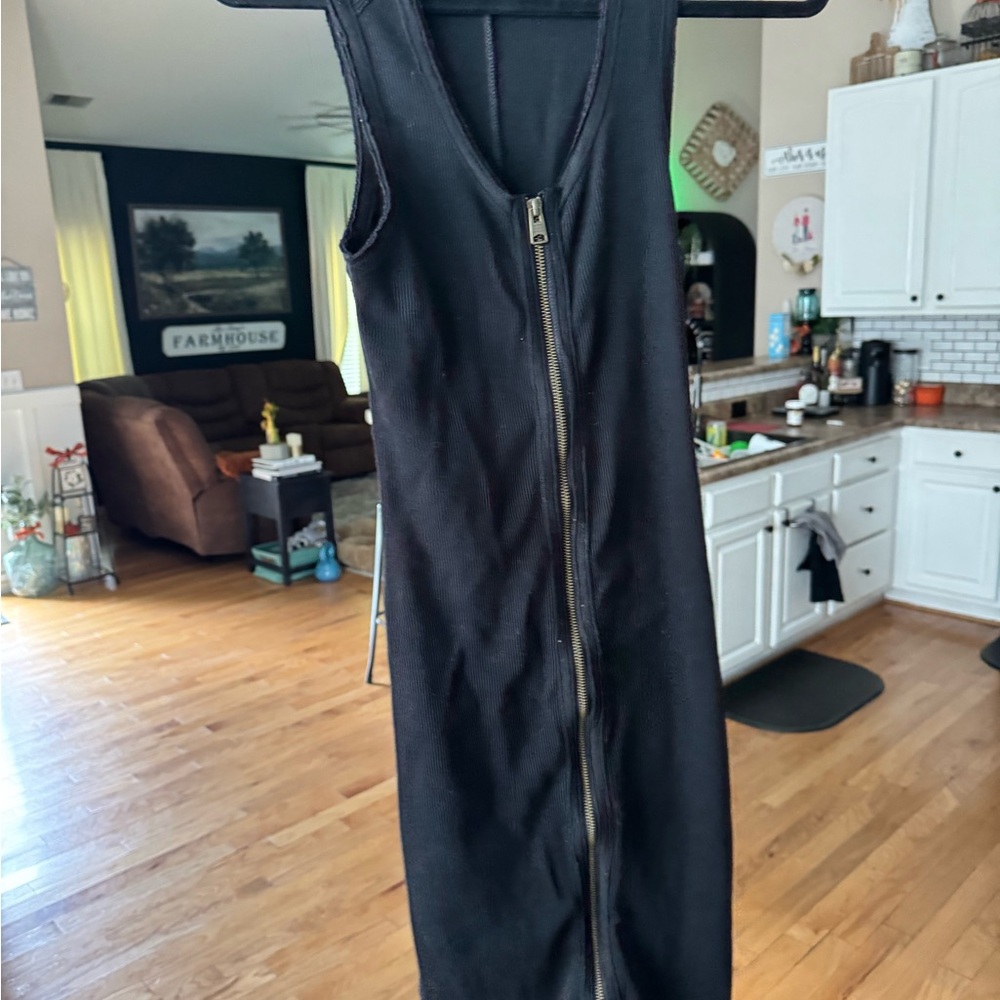 All Saints Black Midi Dress with Zipper